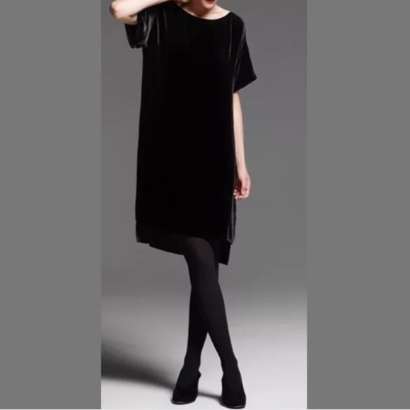 eileen fisher black velvet dress